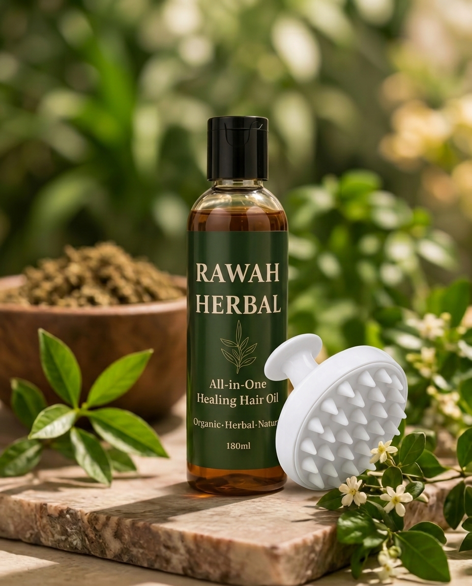 rawah herbal combo pack (hair oil + scalp massager) rawah herbal combo pack (hair oil + scalp massager)